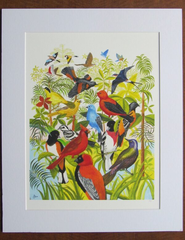 Exotic Birds Print Mounted